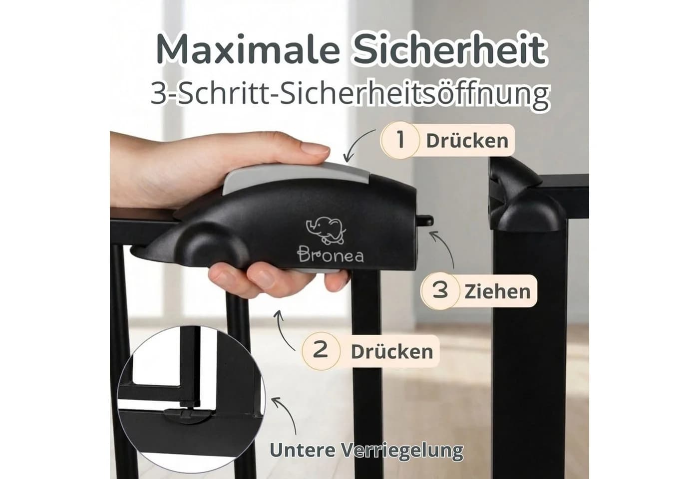 Bronea Treppenschutzgitter CLEO Schwarz ohne Bohren - Bild 4