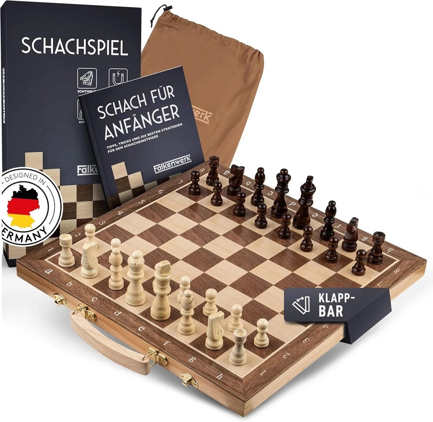 Falkenwerk Magnetisches Schachspiel Holz 38x38 cm mit Magnetfuß - Bild 2