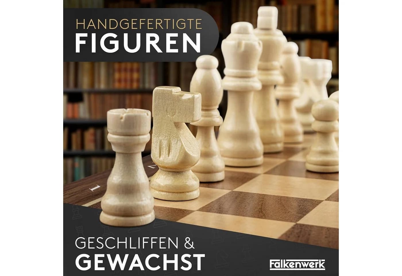 Falkenwerk Magnetisches Schachspiel Holz 38x38 cm mit Magnetfuß - Bild 4
