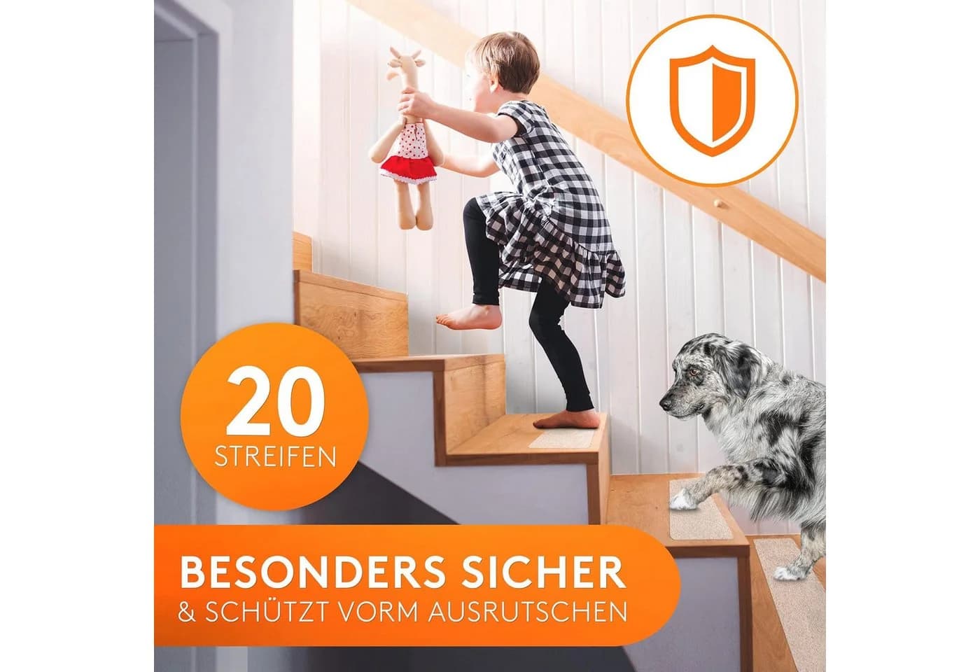 Falkenwerk Stufenmatte Anti-Rutsch Transparent Selbstklebend 20 Stück