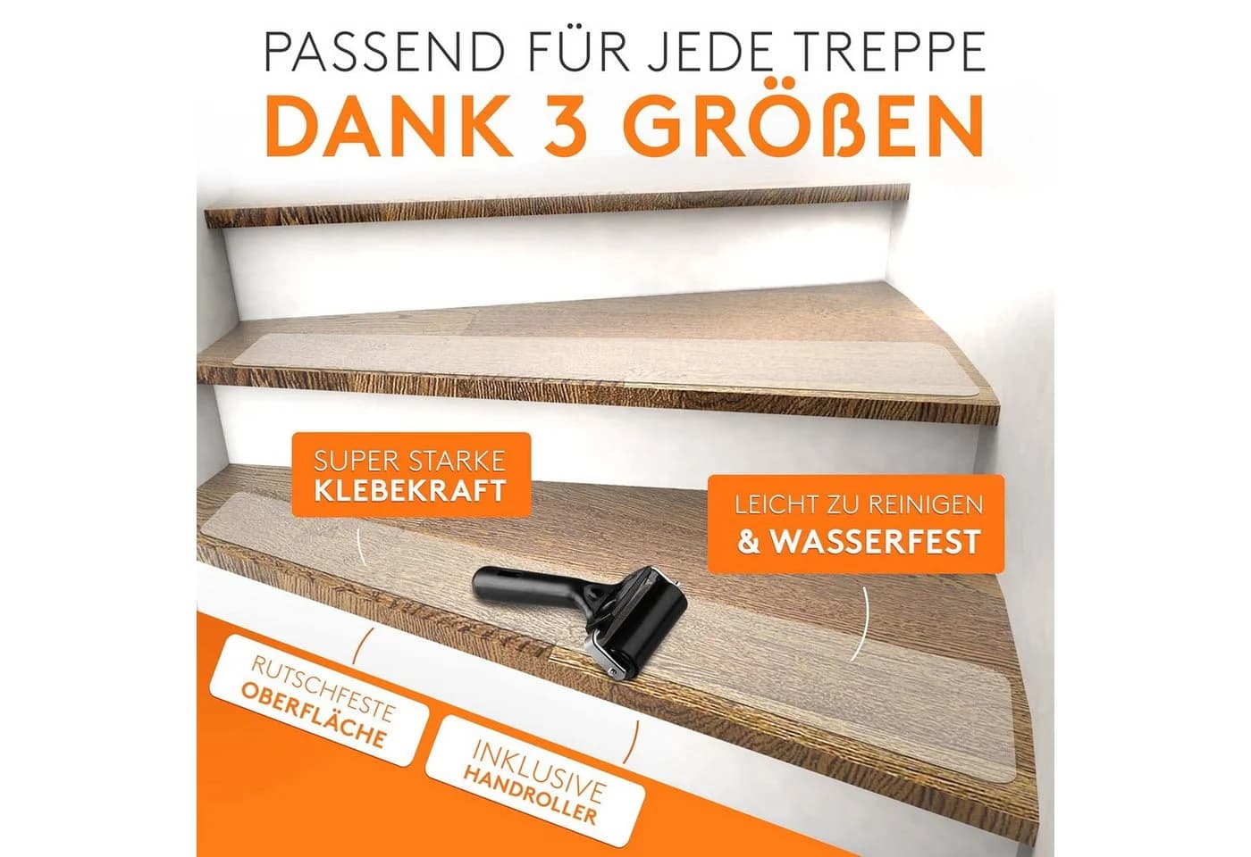 Falkenwerk Stufenmatte Anti-Rutsch Transparent Selbstklebend 20 Stück - Bild 3