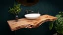Living Oak Waschtischplatte Roseneiche Massive Eiche Tischplatte mit Naturkante Bild 1