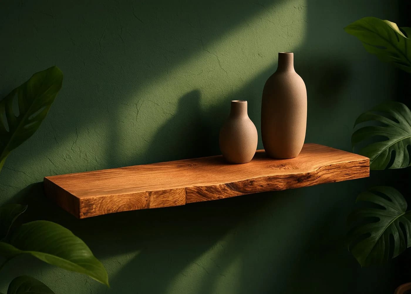 Living Oak Wandregal No. 03 - Schwebendes Eichenregal Rustikal