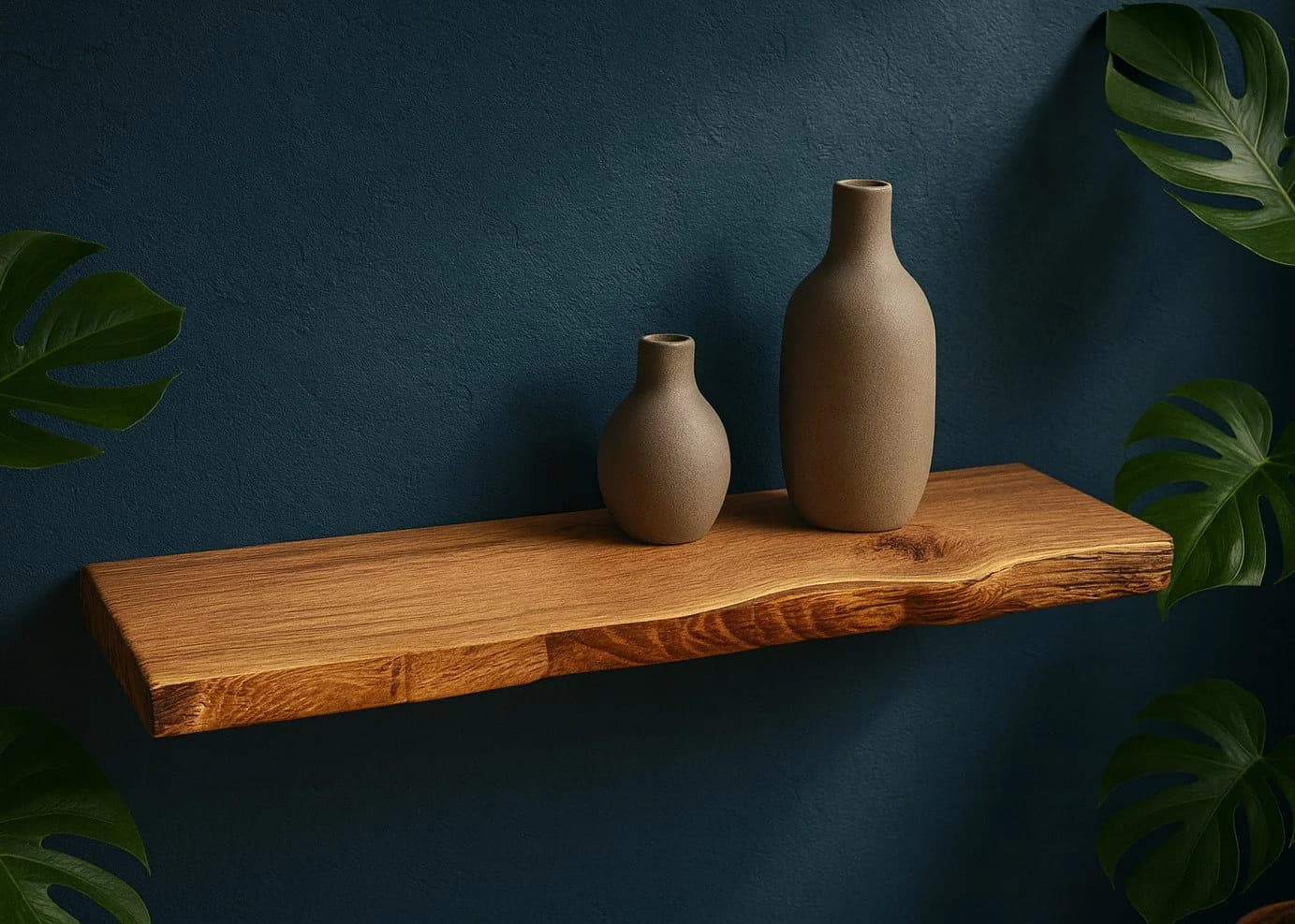 Living Oak Wandregal No. 03 - Schwebendes Eichenregal Rustikal - Bild 2