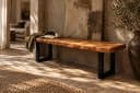 Living Oak Sitzbank Massivholz Eiche Kufen mit Baumkante Bild 2