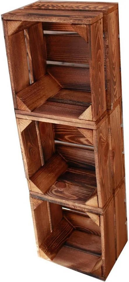 Teramico Holzkiste Weinkiste 22x20,5x15cm 3x Geflammt - Bild 2