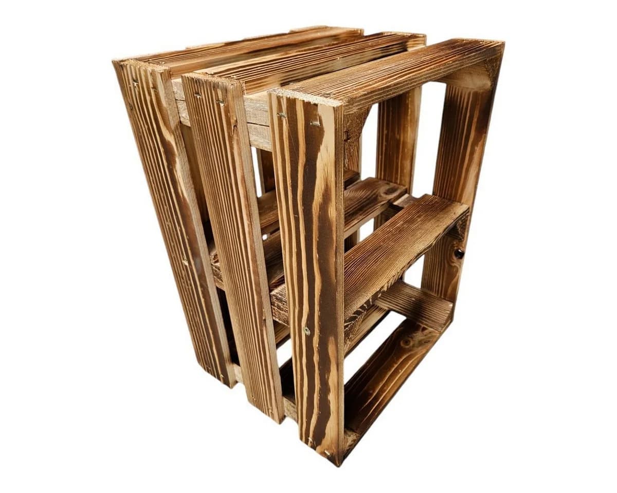 Teramico Holzkiste Obstkiste Regal 40x30x25cm Geflammt Boden Kurz - Bild 2