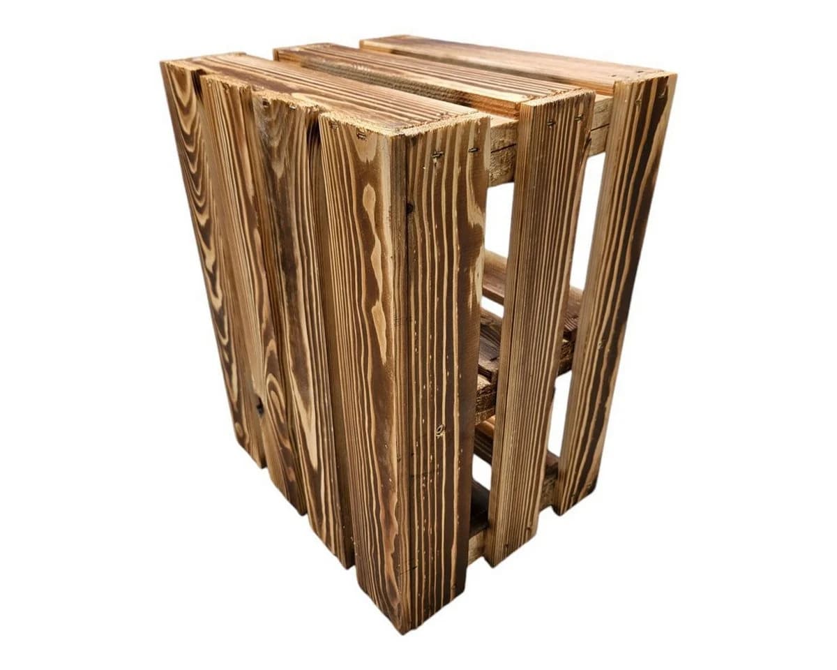 Teramico Holzkiste Obstkiste Regal 40x30x25cm Geflammt Boden Kurz - Bild 5