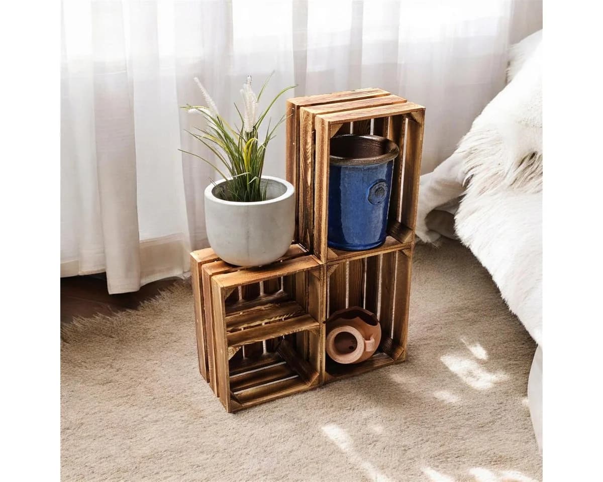 Teramico Holzkiste Set 3x Geflammt Aufbewahrungsbox - Bild 5