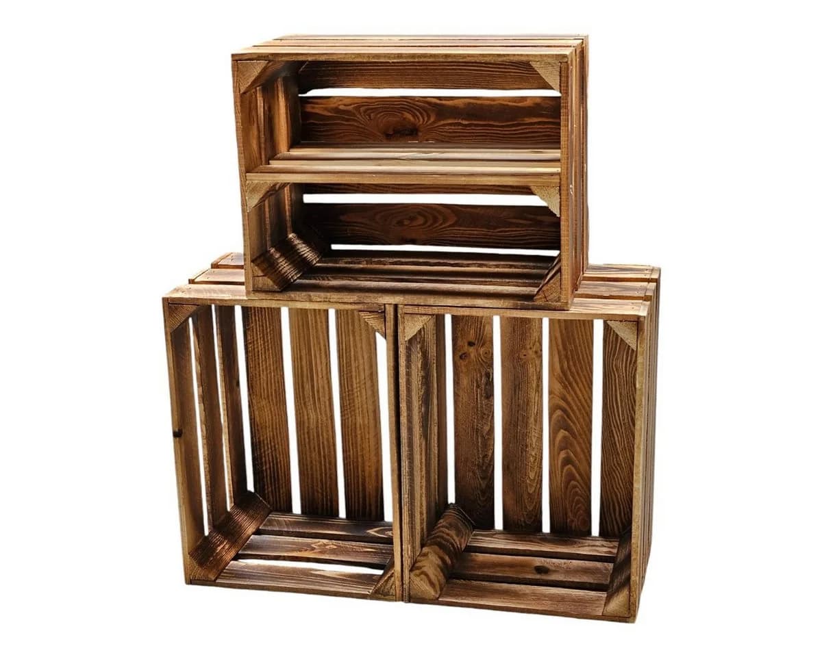 Teramico Holzkiste Set 3x Geflammt Aufbewahrungsbox - Bild 2