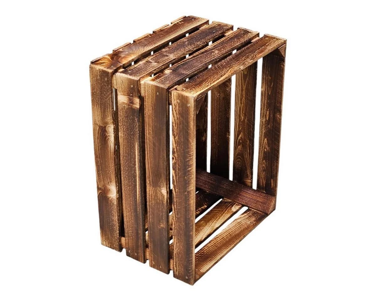 Teramico 3er Set Holzkiste Geflammt Dunkel Vintage