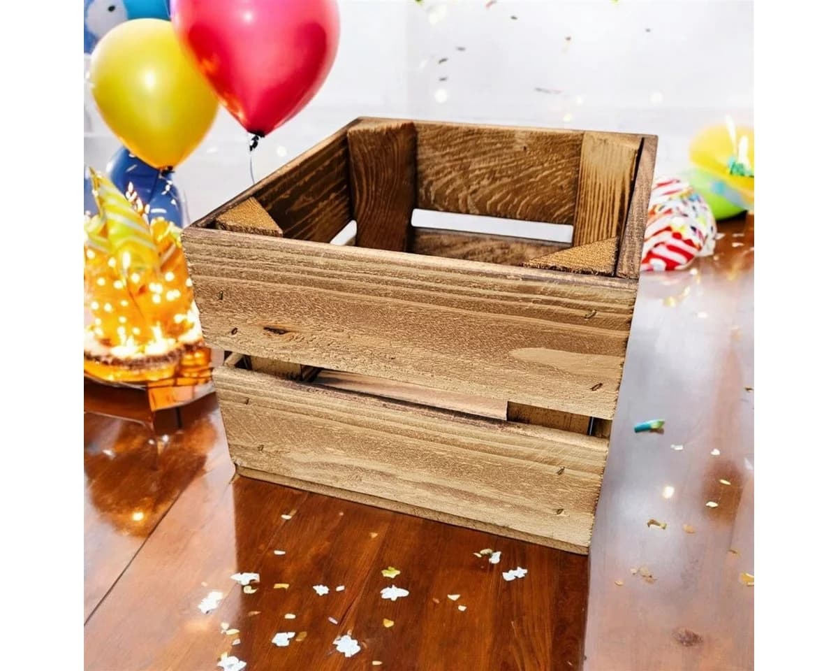 Teramico Holzkiste 3er Set Geflammt Braun Aufbewahrungsbox - Bild 4