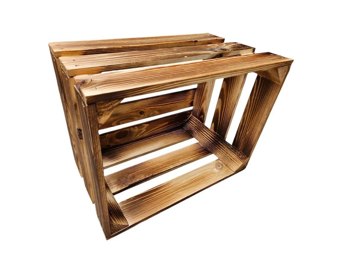 Teramico Holzkiste Obstkisten 40cm im praktischen 9er Set geflammt, Aufbewahrungsbox - Bild 5