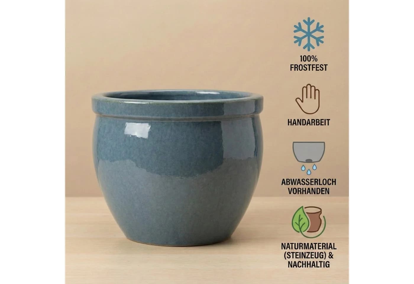 Teramico Blumentopf Keramik "Bavaria" Antik-Grau Ø 21 cm - Bild 4