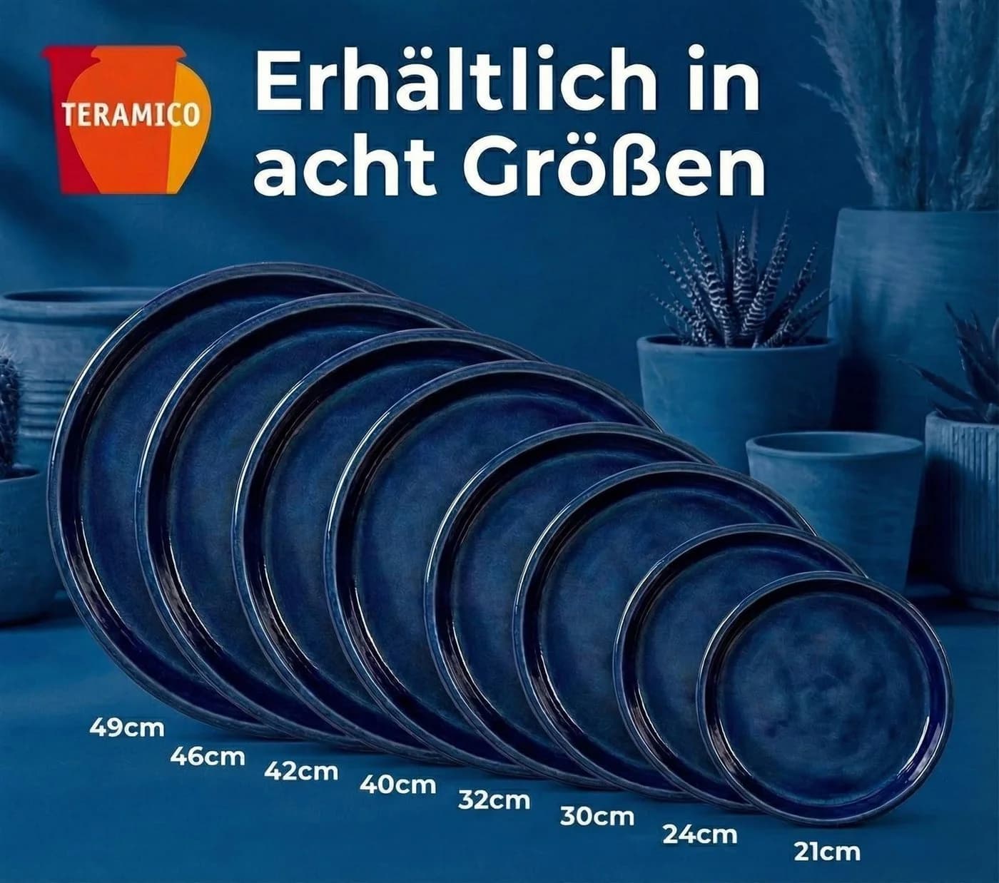Teramico Blumentopfuntersetzer Keramik Royal Blau Ø 30 cm - Bild 3