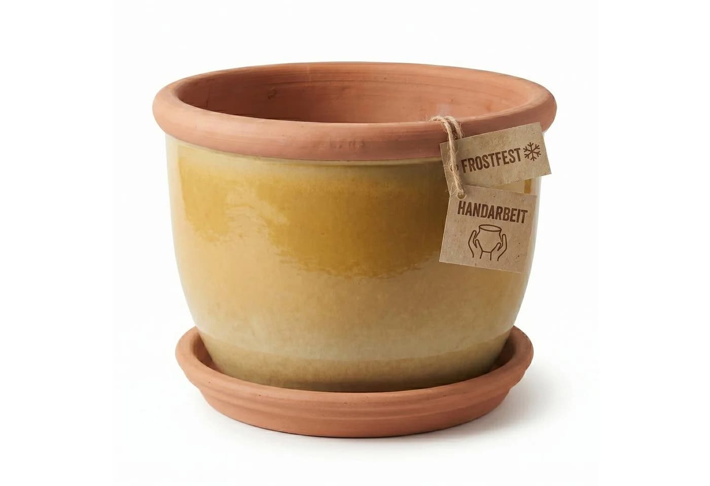 Teramico Pflanztopf Farmer Gelb-Creme mit Terrakotta-Teller - Bild 2