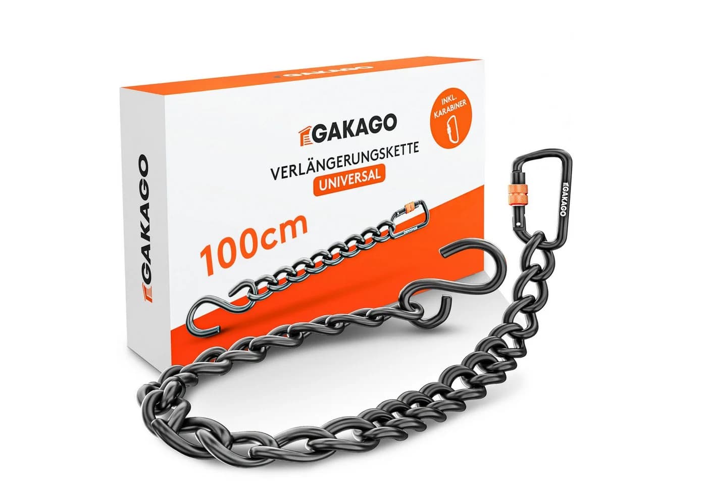 Gakago Verlängerungskette Schwarz Stahl mit S-Haken - Bild 2