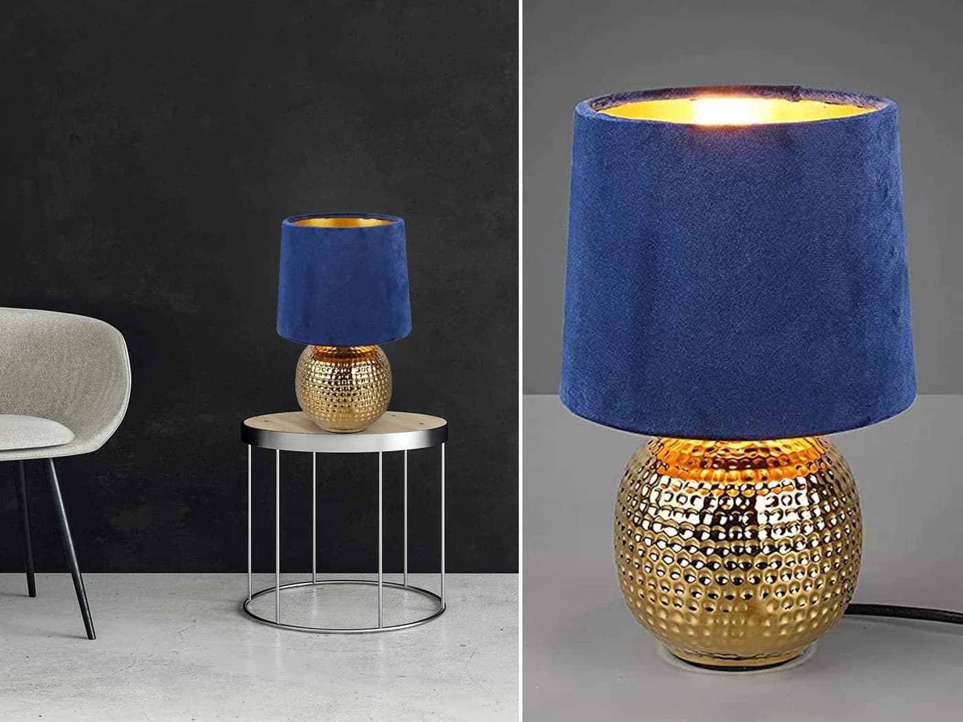 Reality Leuchten LED Nachttischlampe Blau Gold Dimmbar