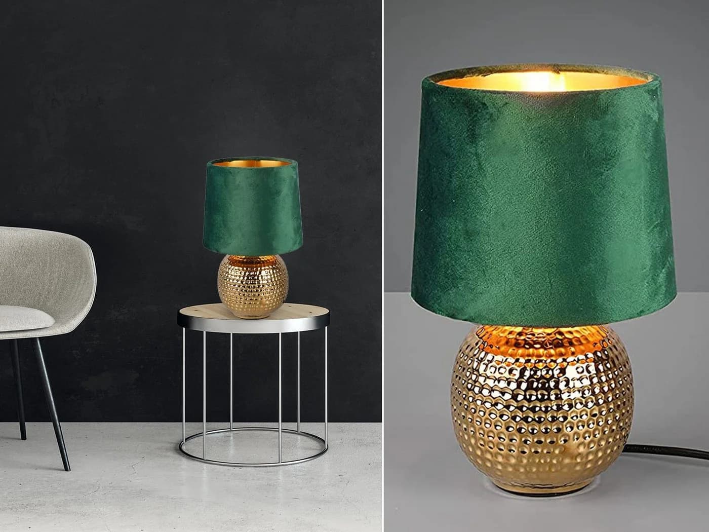 Reality Leuchten LED Nachttischlampe Grün-Gold Dimmbar