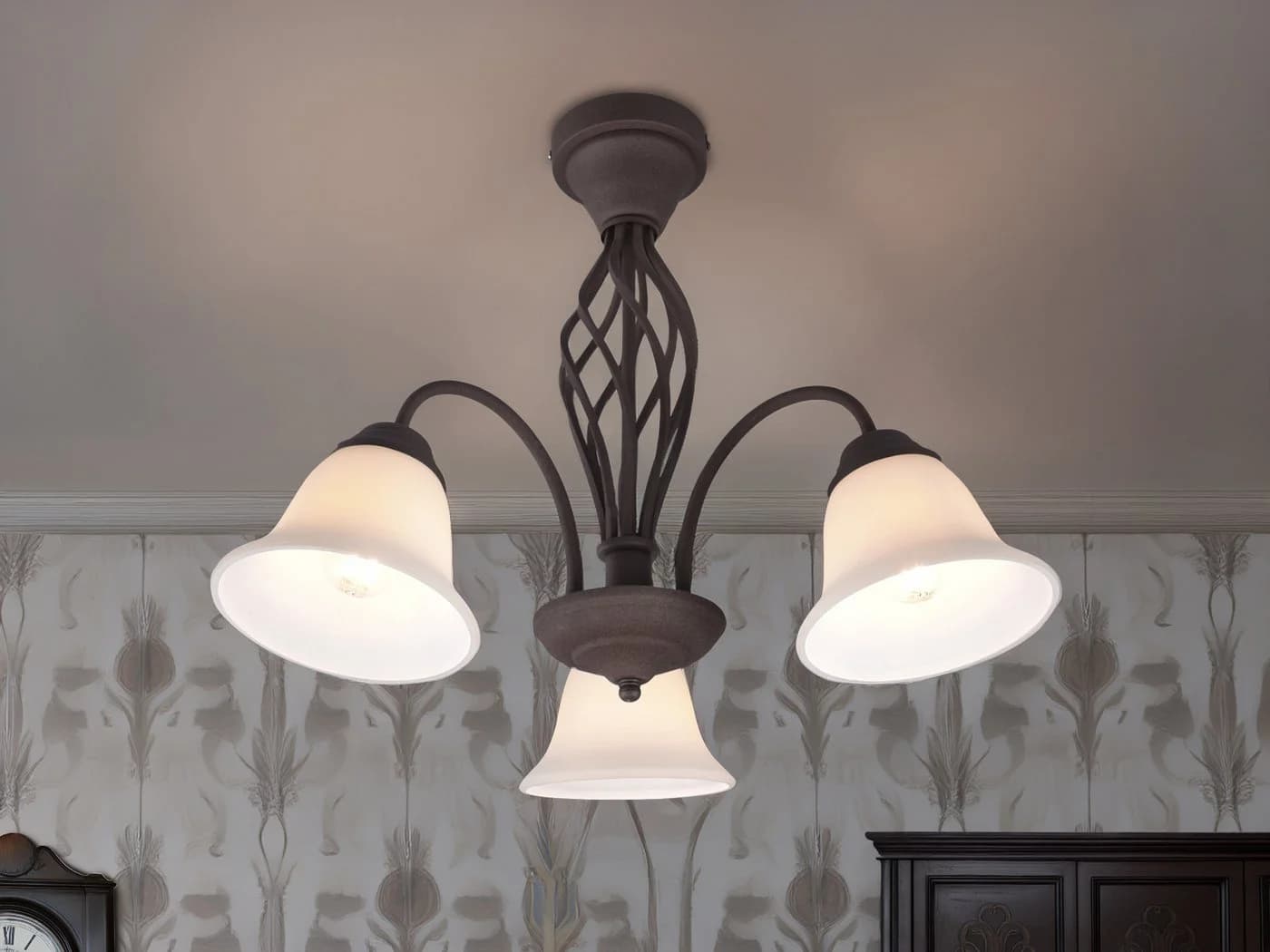 TRIO Leuchten LED Deckenleuchte Landhausstil Rostoptik Weiß 55cm