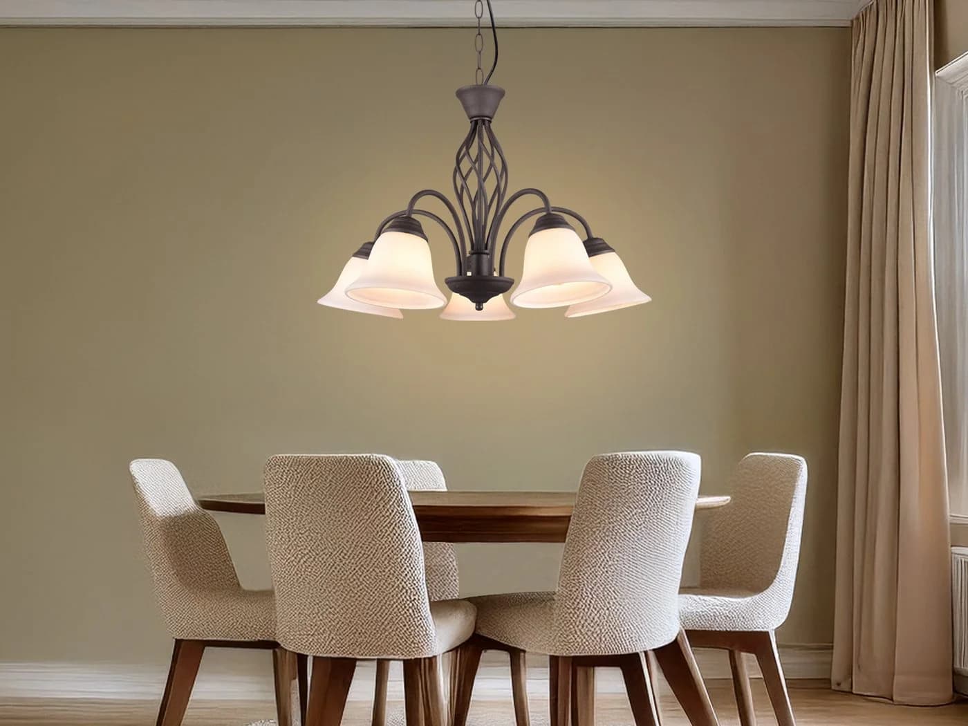 TRIO Leuchten LED Kronleuchter 5-flammig Landhausstil Rostoptik Weiß - Bild 5
