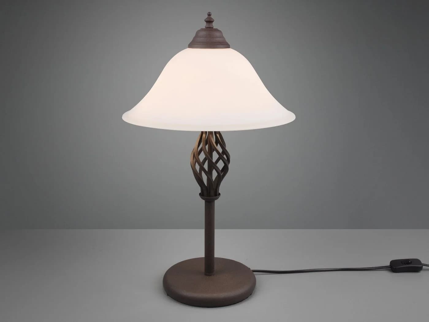 TRIO Leuchten LED Nachttischlampe Landhausstil Rostoptik Glas Dimmbar - Bild 3
