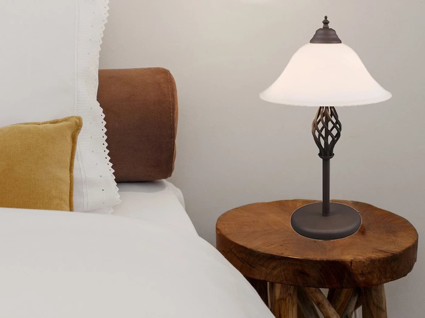 TRIO Leuchten LED Nachttischlampe Landhausstil Rostoptik Glas Dimmbar - Bild 5