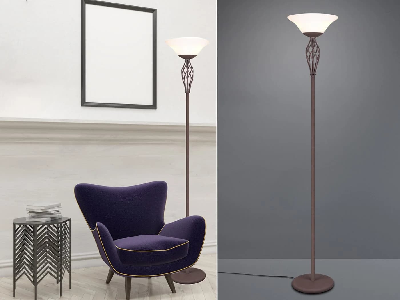 TRIO Leuchten LED Stehlampe Landhaus-Stil Dimmbar Rostoptik
