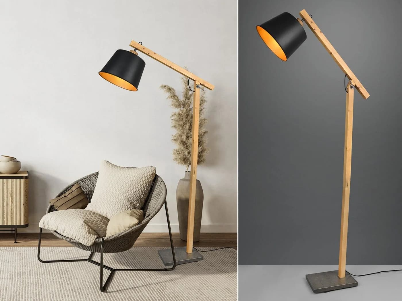 TRIO Leuchten LED Stehlampe Dimmfunktion Warmweiß Holz