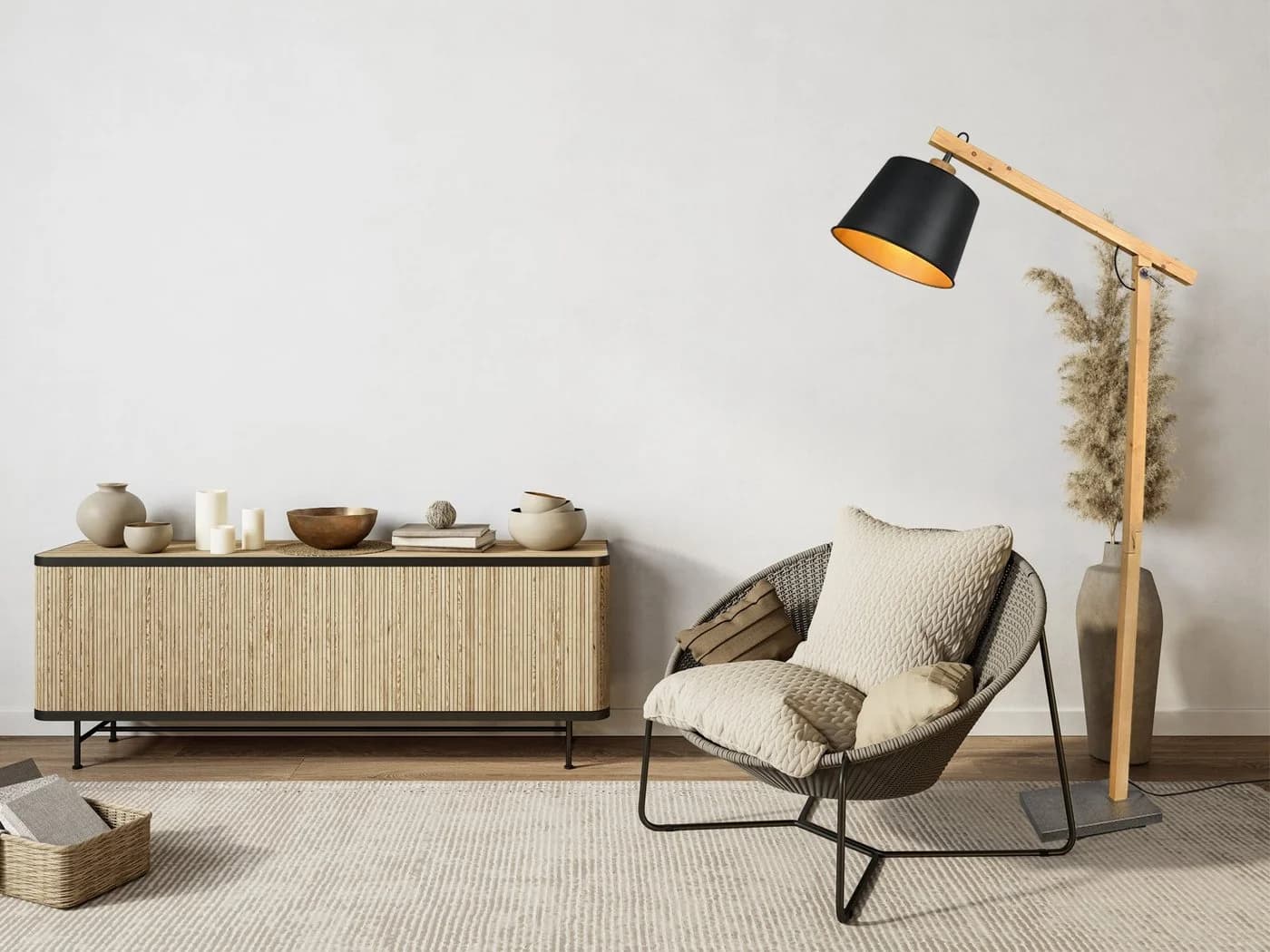 TRIO Leuchten LED Stehlampe Dimmfunktion Warmweiß Holz - Bild 5