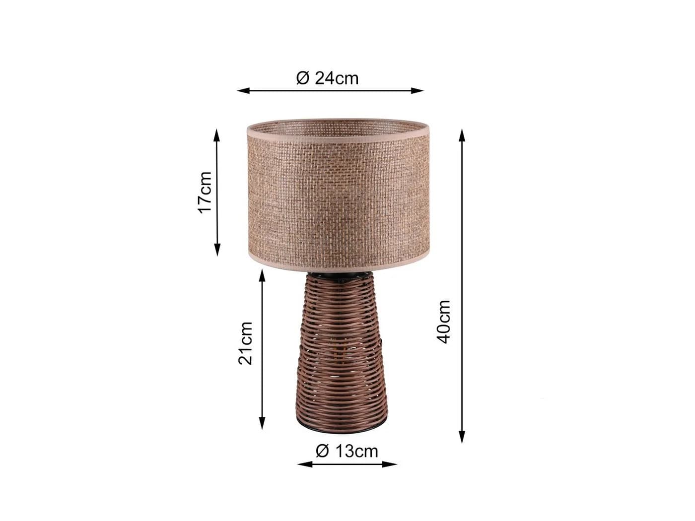 Reality Leuchten LED Nachttischlampe Braun Rattan Dimmbar - Bild 4