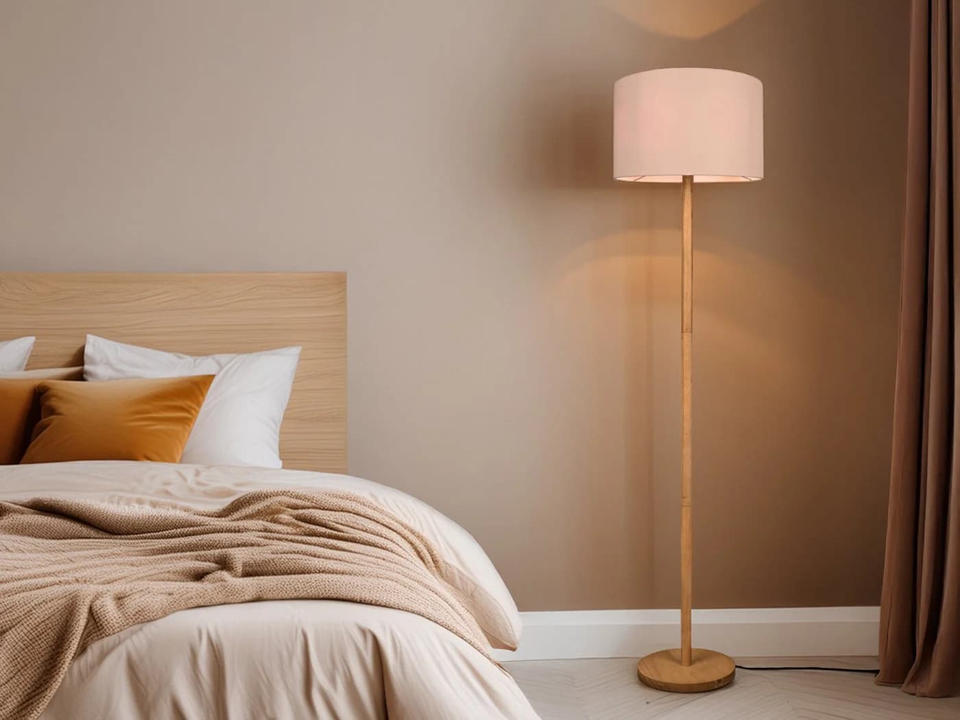 TRIO Leuchten LED Stehlampe Skandinavisch Dimmbar Weiß Holz