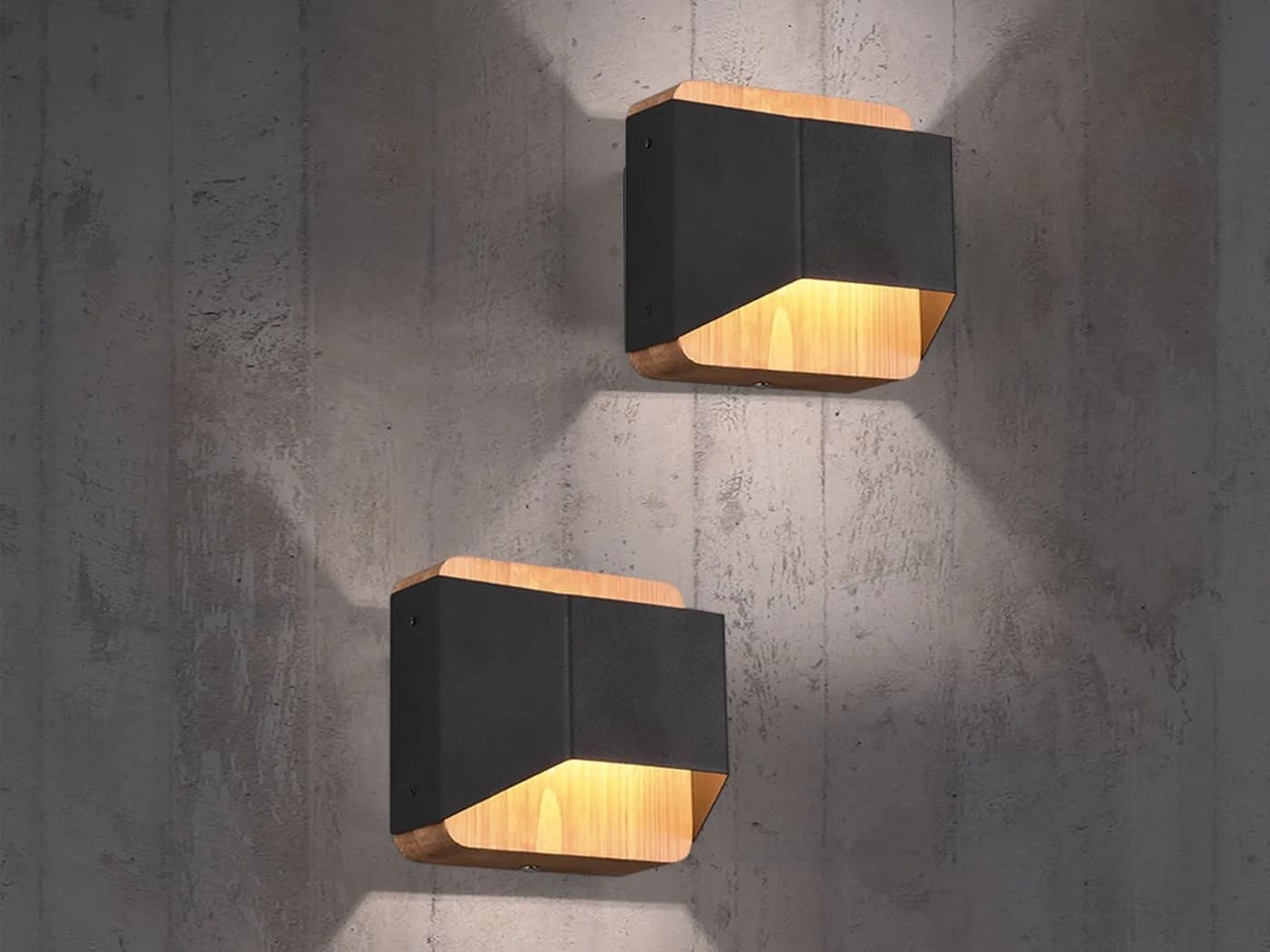 TRIO Leuchten LED Wandleuchte Dimmbar Holz Metall Schwarz