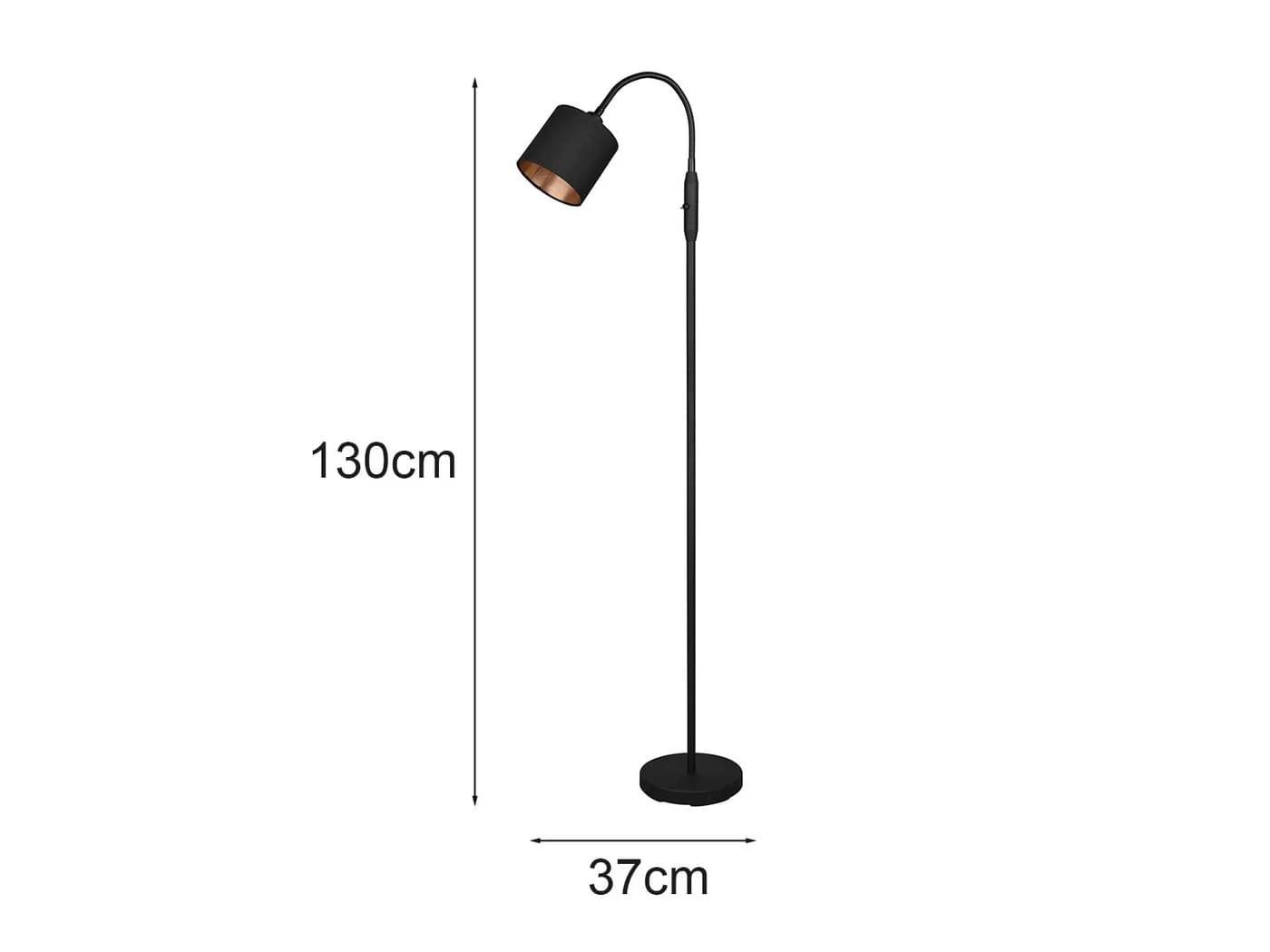 Reality Leuchten LED Stehlampe Flexarm Stoffschirm Schwarz Gold Dimmbar - Bild 4
