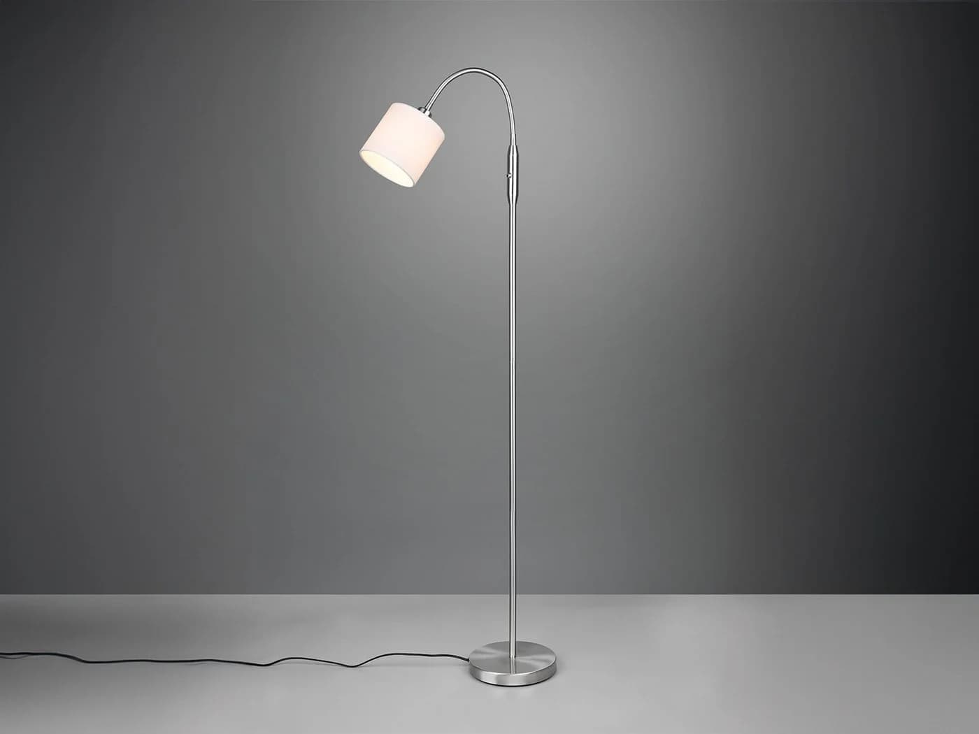 Reality Leuchten LED Stehlampe Flexarm Stoffschirm Silber Weiß Dimmbar - Bild 3