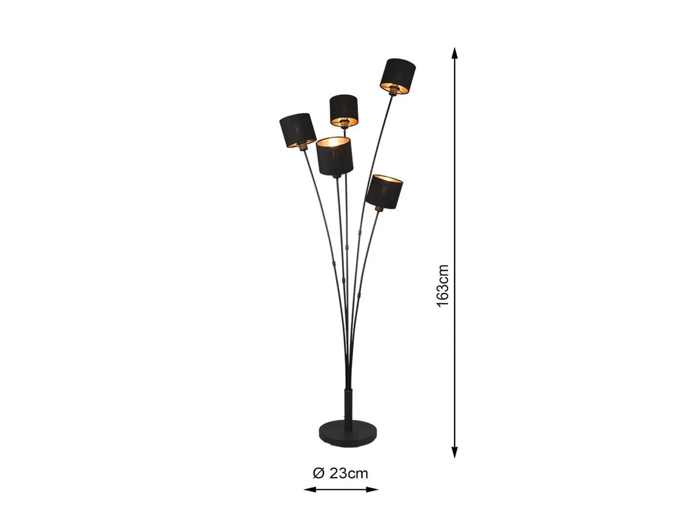 Reality Leuchten LED Stehlampe Dimmfunktion Schwarz Gold 163 cm - Bild 4