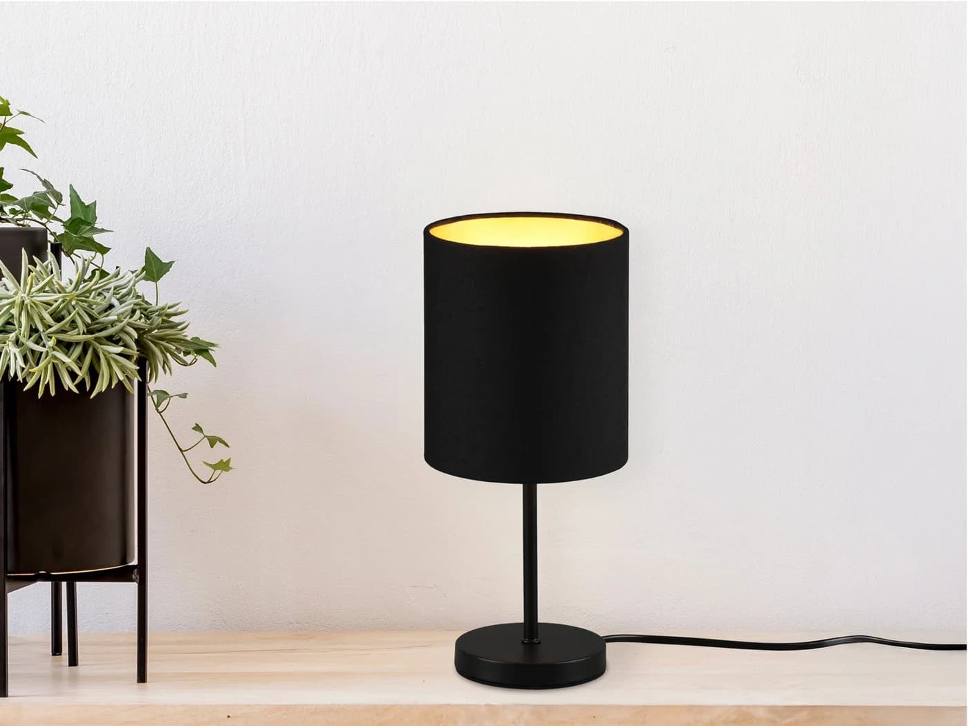 Reality Leuchten LED Nachttischlampe Dimmbar Schwarz Gold