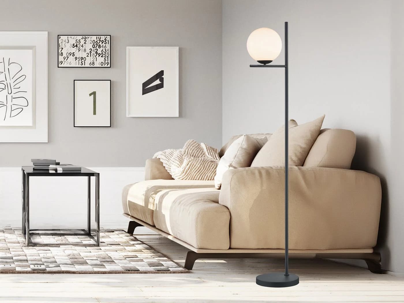 TRIO Leuchten LED Stehlampe Schwarz/Weiß Retro Bauhaus mit Dimmfunktion - Bild 5