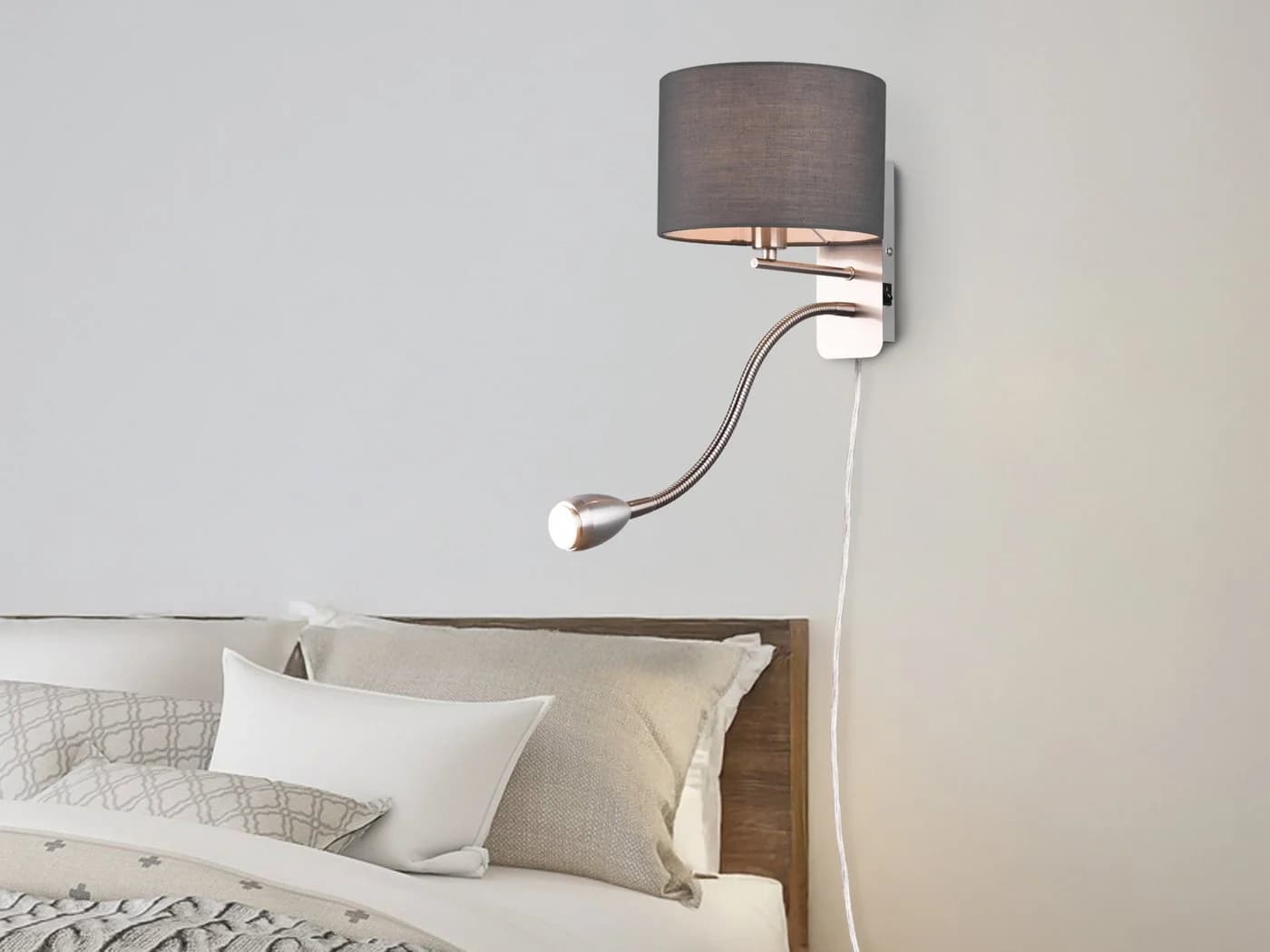 TRIO Leuchten LED Wandleuchte Grau Silber Dimmbar mit Leselampe - Bild 5