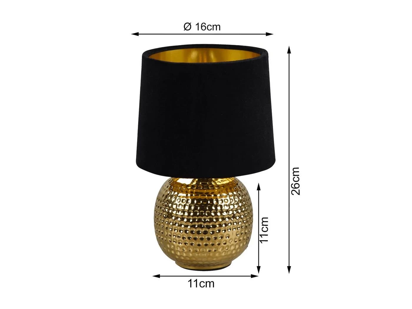 Reality Leuchten LED Nachttischlampe, Dimmfunktion, Warmweiß, Samt Lampenschirm Schwarz Gold - Bild 5