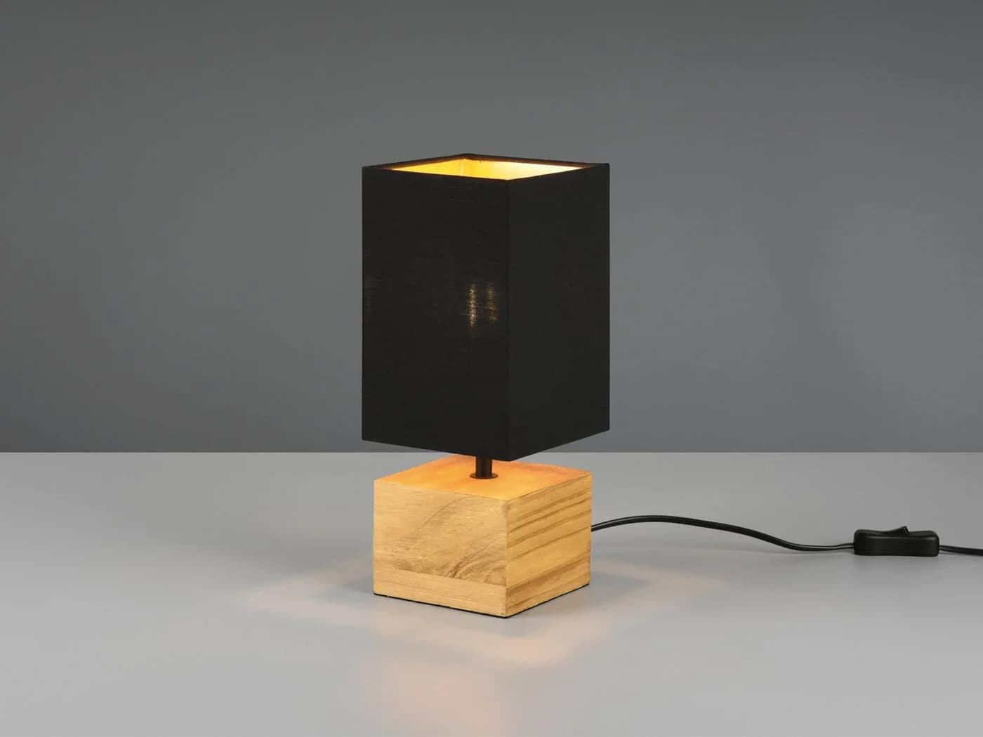 Reality Leuchten LED Nachttischlampe Dimmfunktion LED Warmweiß Holzfuß Schwarz Gold - Bild 4