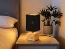 Reality Leuchten LED Nachttischlampe Dimmfunktion LED Warmweiß Holzfuß Schwarz Gold Bild 5