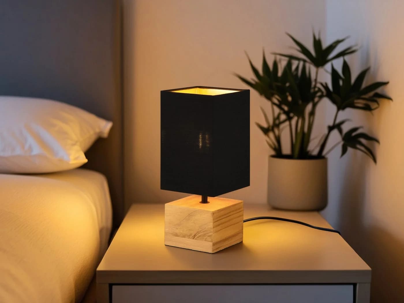 Reality Leuchten LED Nachttischlampe Dimmfunktion LED Warmweiß Holzfuß Schwarz Gold - Bild 5
