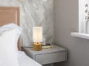 Reality Leuchten LED Nachttischlampe Weiß Dimmbar Holzfuß Bild 5