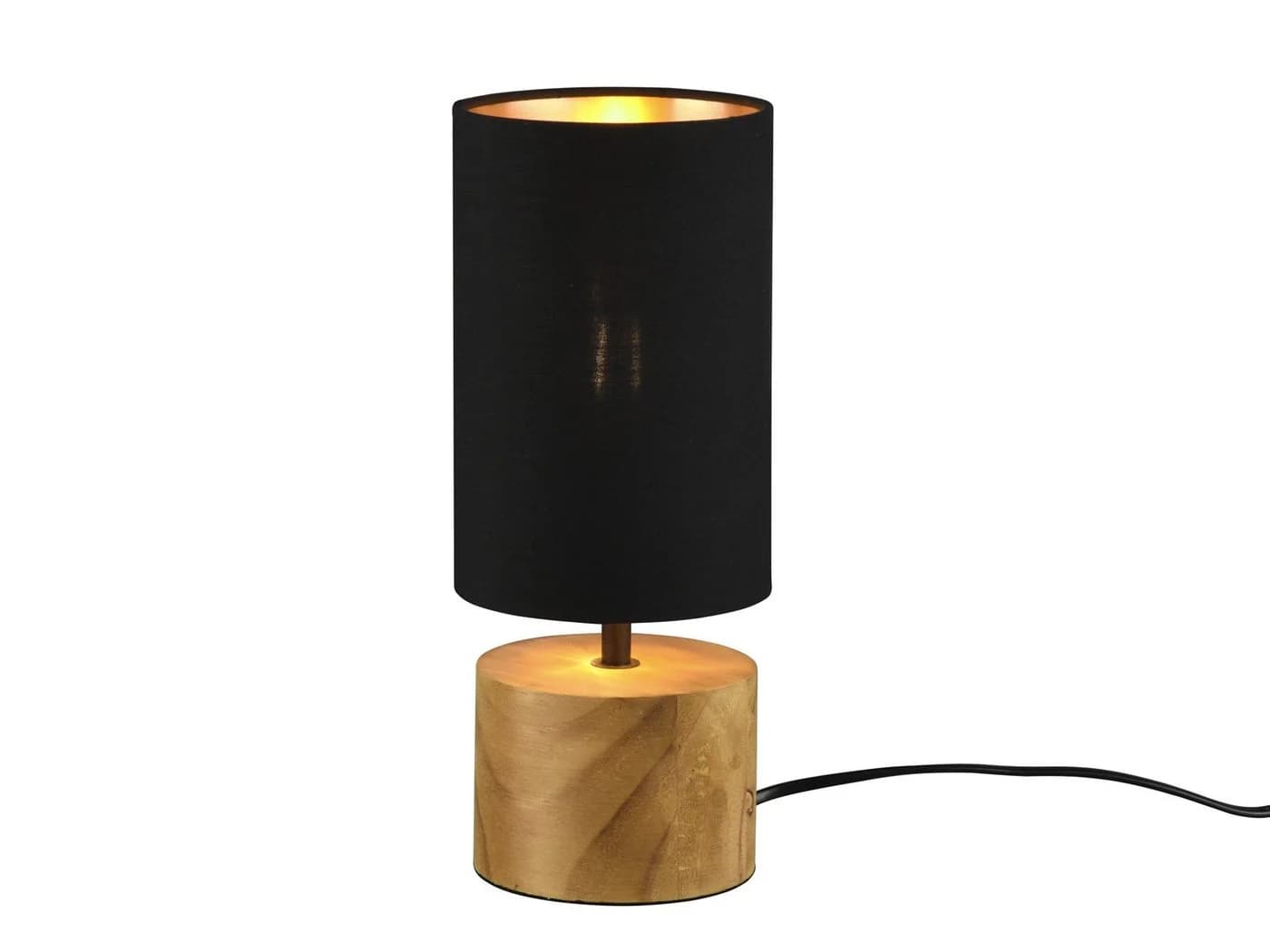 Reality Leuchten LED Nachttischlampe Dimmfunktion Warmweiß Holz Stoffschirm - Bild 2