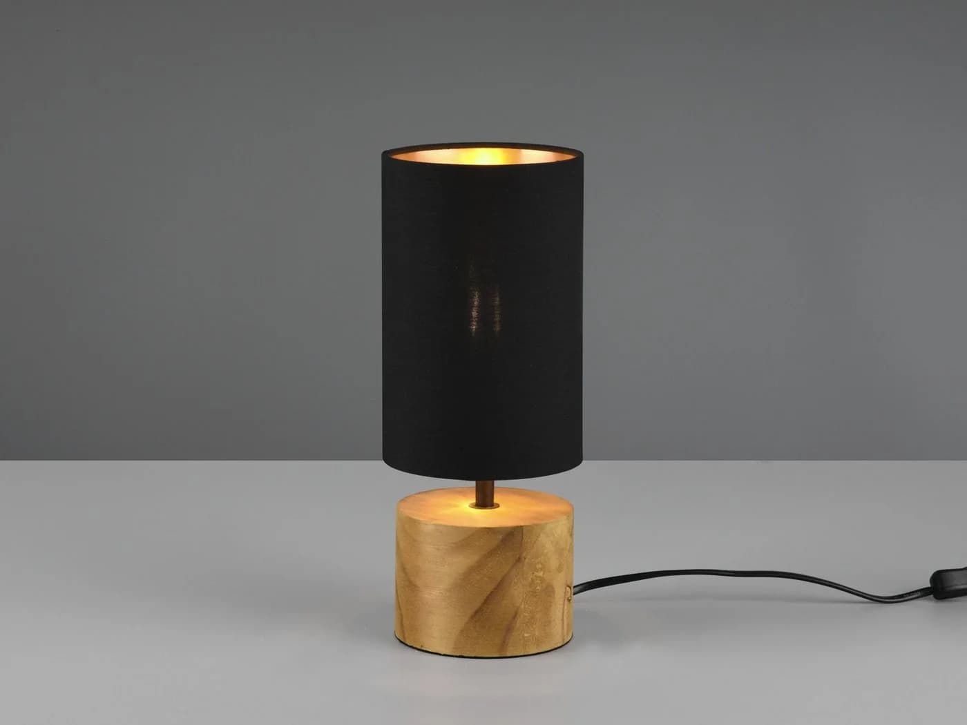 Reality Leuchten LED Nachttischlampe Dimmfunktion Warmweiß Holz Stoffschirm - Bild 3
