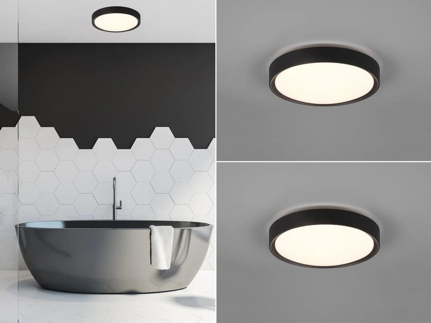 TRIO Leuchten LED Deckenleuchte 2er-Set Warmweiß IP44 Ø33cm