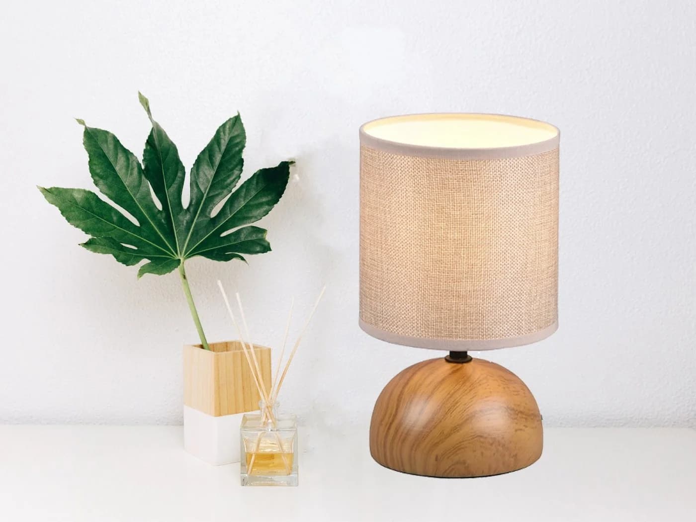 Reality Leuchten Nachttischlampe Dimmbar LED Warmweiß Beige Landhausstil - Bild 5