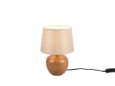 Reality Leuchten LED Nachttischlampe Dimmbar Beige Holzoptik Bild 2