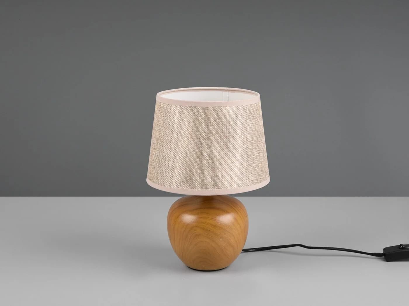 Reality Leuchten LED Nachttischlampe Dimmbar Beige Holzoptik - Bild 5